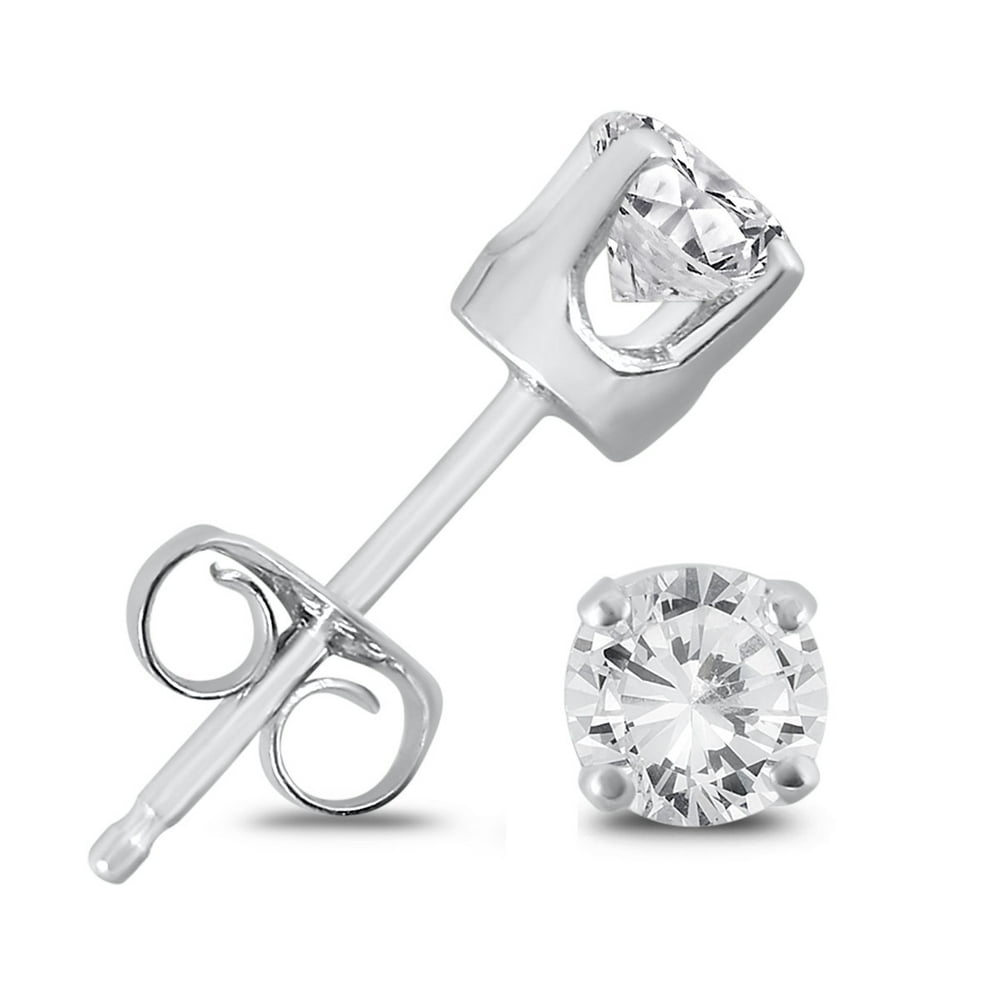 Szul Jewelry 1/2 Carat TW Round Solitaire Diamond Stud Earrings in .925 Sterling Silver (JKL