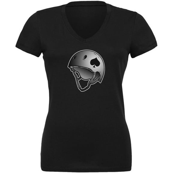 Ace of Spades Roller Derby Helmet Black Juniors V-Neck T-Shirt - 2X-Large