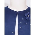 thumbnail image 5 of YEAHDOR Kids Girls Long Sleeves Bolero 3D Applique Flower Girl Dress Coat Fully Liner Cardigan Wedding Shrug Navy Blue 6, 5 of 7