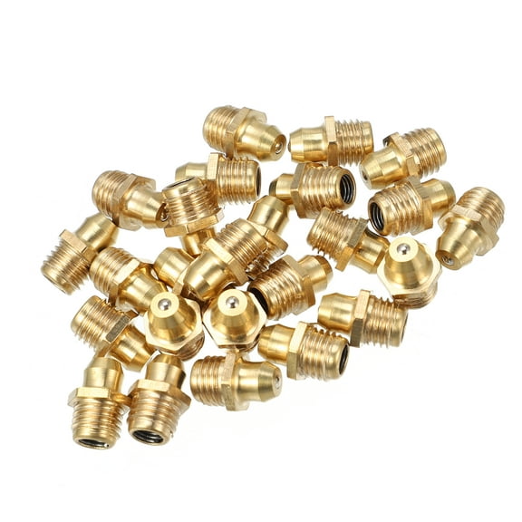 Unique Bargains 25pcs M8x1 Grease Nipple Fitting Straight 180 Degree Angle Brass Grease Zerk Fitting Adapter for Car