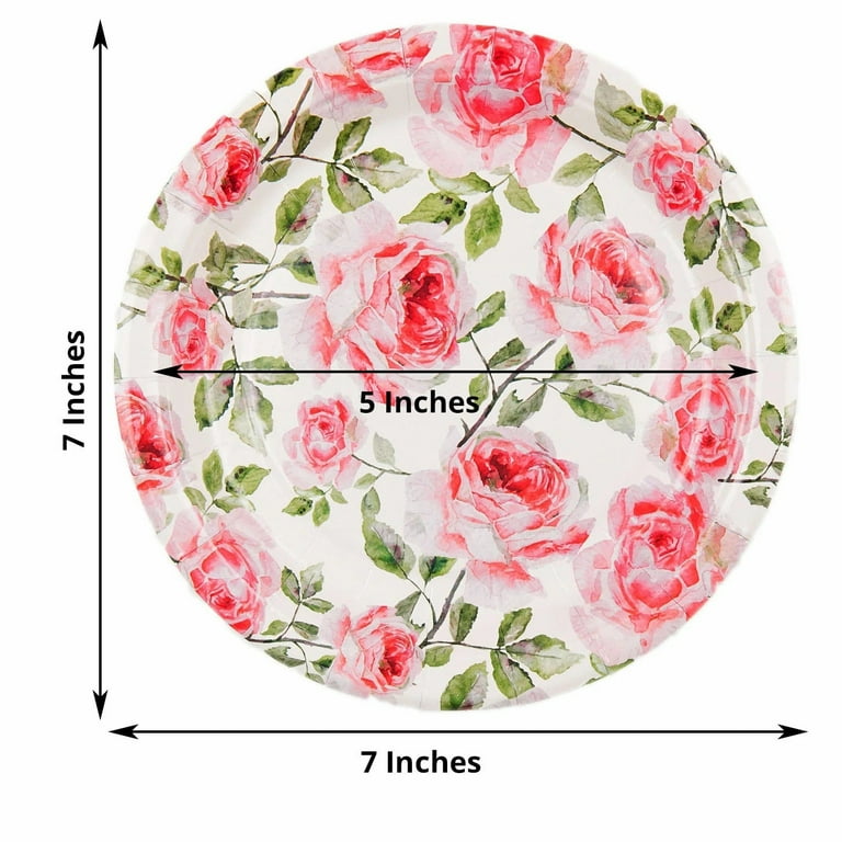 Pink rose paper plates hotsell