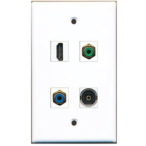 RiteAV - 1 Port HDMI 1 Port RCA Green 1 Port RCA Blue 1 Port Toslink Wall Plate