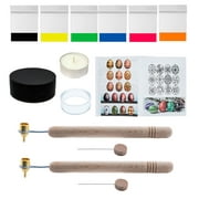 2 Kistkas Pens (0.3 mm, 0.4 mm), Beeswax, 6 Dyes, Candle, Stand and Instructions Ukrainian Easter Egg Decorating Kit 12 Pieces DIY Craft Set