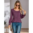thumbnail image 4 of Weardear Women's Long Puff Sleeve Tunic Tops Pleated Crew Neck Blouses Dressy Casual Fall Blouses, 4 of 8