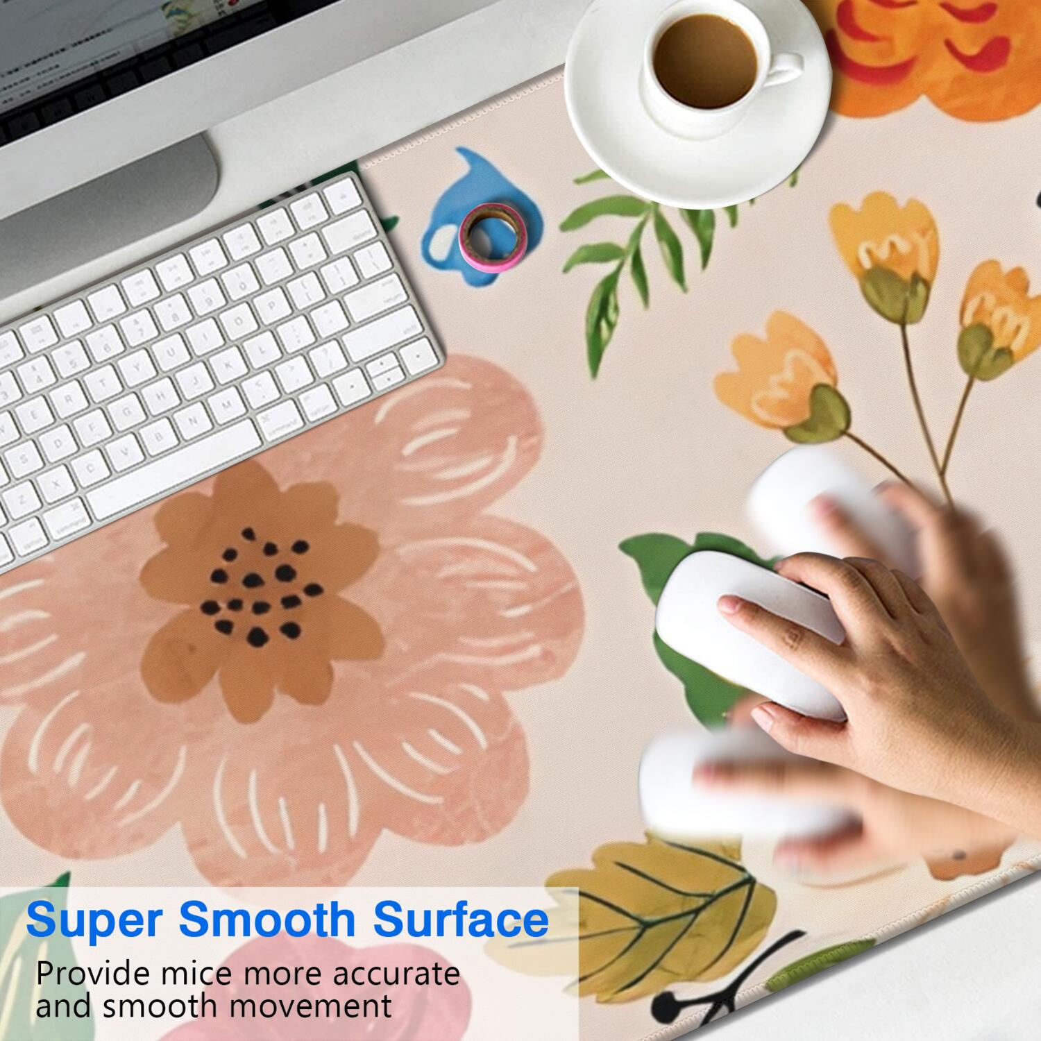 Long Mouse Pads for Desk,Bright Pioneer Flower Desk Mats on Top Of Desks, Desk Mouse Pad Extra Large with 3mm Non-Slip Base and Stitched Edge for Gaming,Office,Work,Home 47.3"x23.6"
