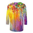 thumbnail image 4 of Hauts pour Femmes Mode Féminine T-shirt Imprimé Ample Blouse à Manches 3/4 Col Rond Hauts Décontractés pour Femmes Hauts Décontractés pour Femmes en Liquidation, 4 of 5