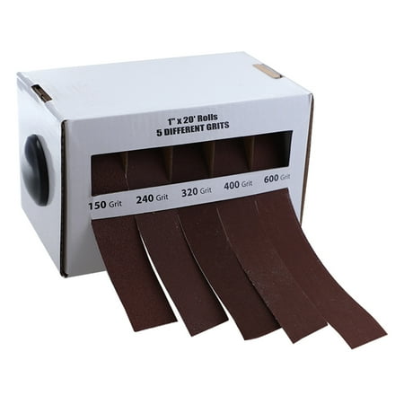 

Multi Abrasive Rolls Boxed Abrasive Paper 5 Pieces Sandpaper Variety Pack with Dispenser Drawable Sanding Belt for Metal