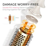 TYMO STYLUX Thermal Brush, 3-in-1 Heated Round Brush for Blowouts, Straightening & Curling, 1.7-inch Ceramic Barrel, Dual Voltage, Gold