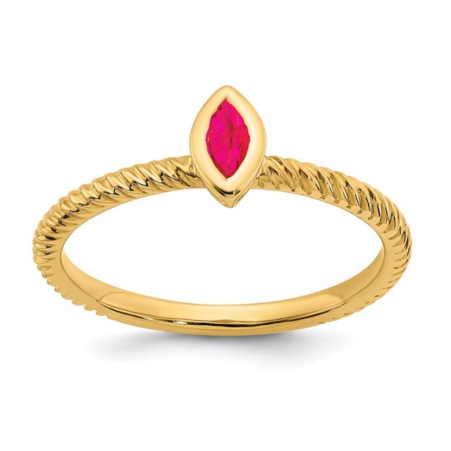 Diamond2Deal 14k Yellow Gold Marquise Bezel Ruby Ring for Women Size- 7