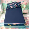 thumbnail image 4 of Manfei Kawaii Axolotl Zipper Twin Comforter Sets with Fitted Sheet and 2 Pillowcases,Cute Aniaml Salamander Zipper Bedding Set,Navy Blue Reversible,4pcs, 4 of 7