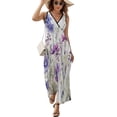 thumbnail image 2 of Purple Flowers Wildflowers Dress Fashion Boho Beach Long Dresses Female Party Printed Maxi Dress, 2 of 9