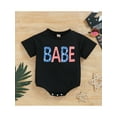 thumbnail image 2 of Faithtur Bébé Casual Manches Courtes Romper Mode Lettre Impression Col Rond Triangle Combinaisons, 2 of 9