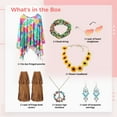 thumbnail image 6 of 7PCS Women Hippie Costume Accessories, 60s 70s Costume Outfit Kit, Including Hippie Tie Dye Poncho, Fringe Boot Covers, Peace Sign Necklace, Turquoise Earrings, Sunglasses, Flower Headband, 6 of 7