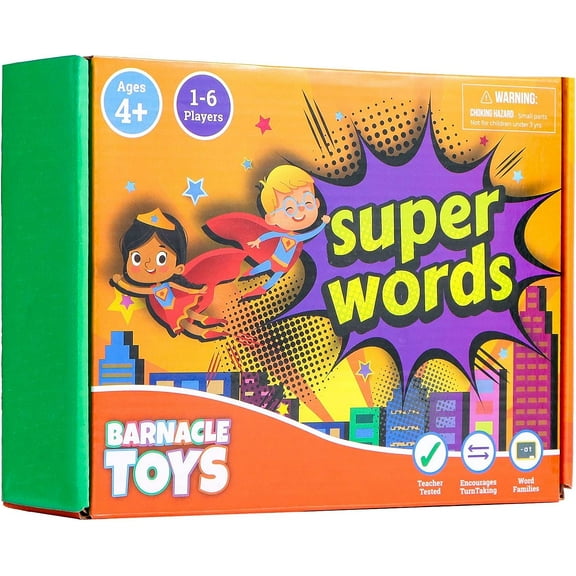Super Words - CVC Word Builders, Phonics Games, Rhyming Words Game for Kids, Kindergarten Learning Games, Match it Puzzles for Toddlers, Learn to Read Game, CVC Words for Kindergarten Activities