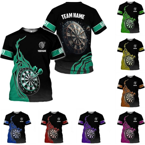 Personalized Dart Shirts Men Women 3D Polo Custom Name Team Jersey Funny Dartboard Shirt S-5XL Gifts (Green, S)