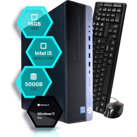 Restored Blair Tech Elite 800G4 Desktop PC, Intel i5-8500, 16GB, 500GB SSD, Win11 Pro, New Dual 24" LCDs (Refurbished)