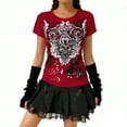 thumbnail image 2 of T-shirt Gothique Y2k pour Femmes 2026 Été Décontracté à Manches Courtes Col Rond Coupe Ajustée Rétro Punk T-Shirts Graphiques, 2 of 4