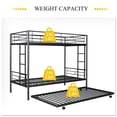 thumbnail image 7 of SYNGAR Twin over Twin Bunk Bed with Trundle, Loft Bunk Bed with Pull-out Trundle and Safe Full-length Guardrail, Metal Triple Bunk Bed can Convertible to 3 Single Platform Bed, 21 Slats Support, Black, 7 of 7