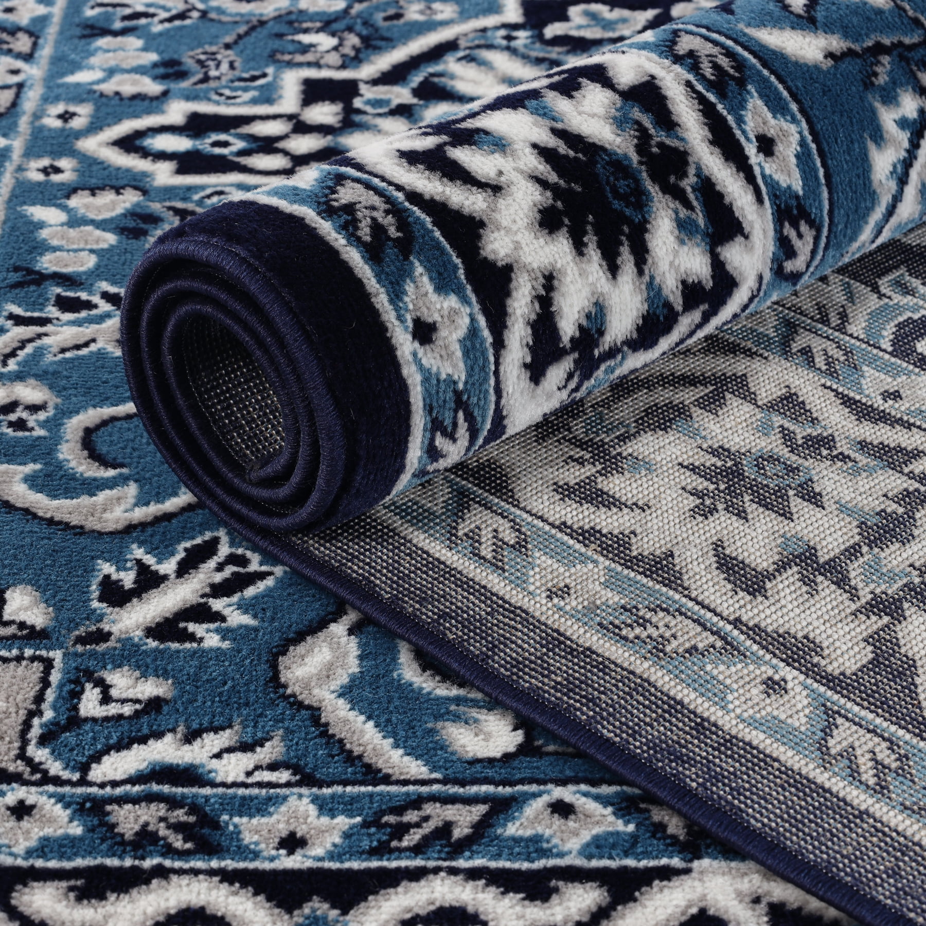 Superior Glendale Oriental Medallion Indoor Runner Rug, 2'7"x12', Blue