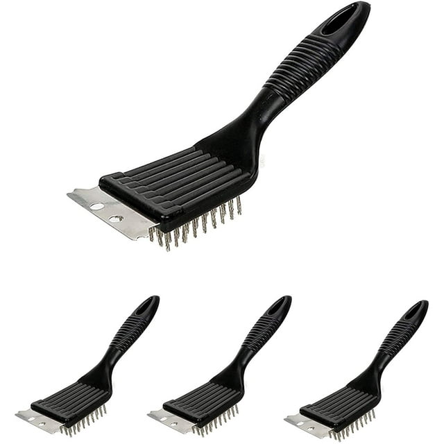Cepillo para parrilla, 4 piezas Cepillo de limpieza para parrilla de barbacoa Cepillo para barbacoa con espátula de acero inoxidable para limpiar parrillas y superficies Limpieza óptima de parrillas N JFHHH pequeña