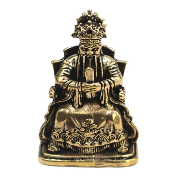 Estatuilla tradicional china del dios de la riqueza, estatua de Cai Shen, adorno de escritorio de latón para decoración del hogar, aniversario de boda