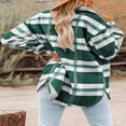 thumbnail image 3 of Womens Casual Plaid Shacket Wool Blend Button Down Long Sleeve Shirt Fall Jacket Shackets, 3 of 3
