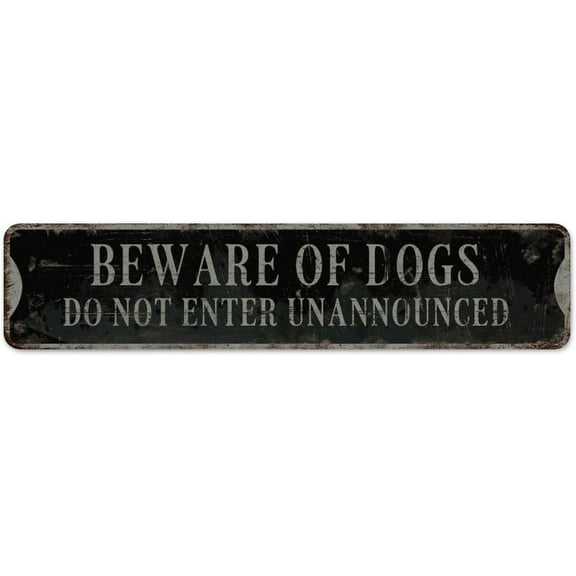 Beware Of Dogs Do Not Enter Unannounced Rustic Metal Sign Fashion Chic Yard Signs Dog Mom Dog Dad Puppy Lover Home Decor Metal Plaque for Home Men Coffee Bar 4"x16"
