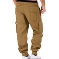 thumbnail image 4 of Mens Fleece Cargo Sweatpants Drawstring Elastic Waist Taper Leg Baggy Joggers Multi-Pocket Athletic Casual Pants, 4 of 5