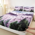 thumbnail image 3 of Homewish Wetsern Farmhouse Adult Queen Sheet Sets, Pink Jungle Tree Flat Sheet, Rustic Nature Scenery Queen Fitted Sheet, Breathable Home Decor, 4-Piece, 3 of 7