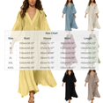 thumbnail image 7 of Women's Boho Deep V Neck Maxi Dress, Lantern Sleeve Loose Flowy Swing Dress, Solid Casual Vacation Beach Cover Up Dress for Summer Outfits Yellow XL(XL), 7 of 7