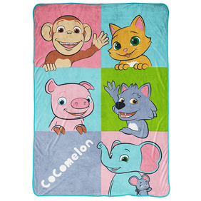 Cocomelon Animals Kids Blanket, 62 x 90, Microfiber, Blue, Moonbug