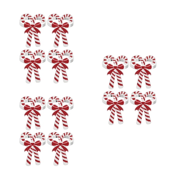 WORGEOUS 12 pcs  Christmas Napkin Rings Metal Xmas Napkin Holder Candy Canes Shaped Napkin Buckle For Christmas Wedding Holiday Party Table Decoration