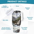 thumbnail image 2 of Yayeee 40oz Stainless Steel Tumbler with Straw and Handle Double-Wall Insulated Travel Water Bottle, River and Mountains, 2 of 8