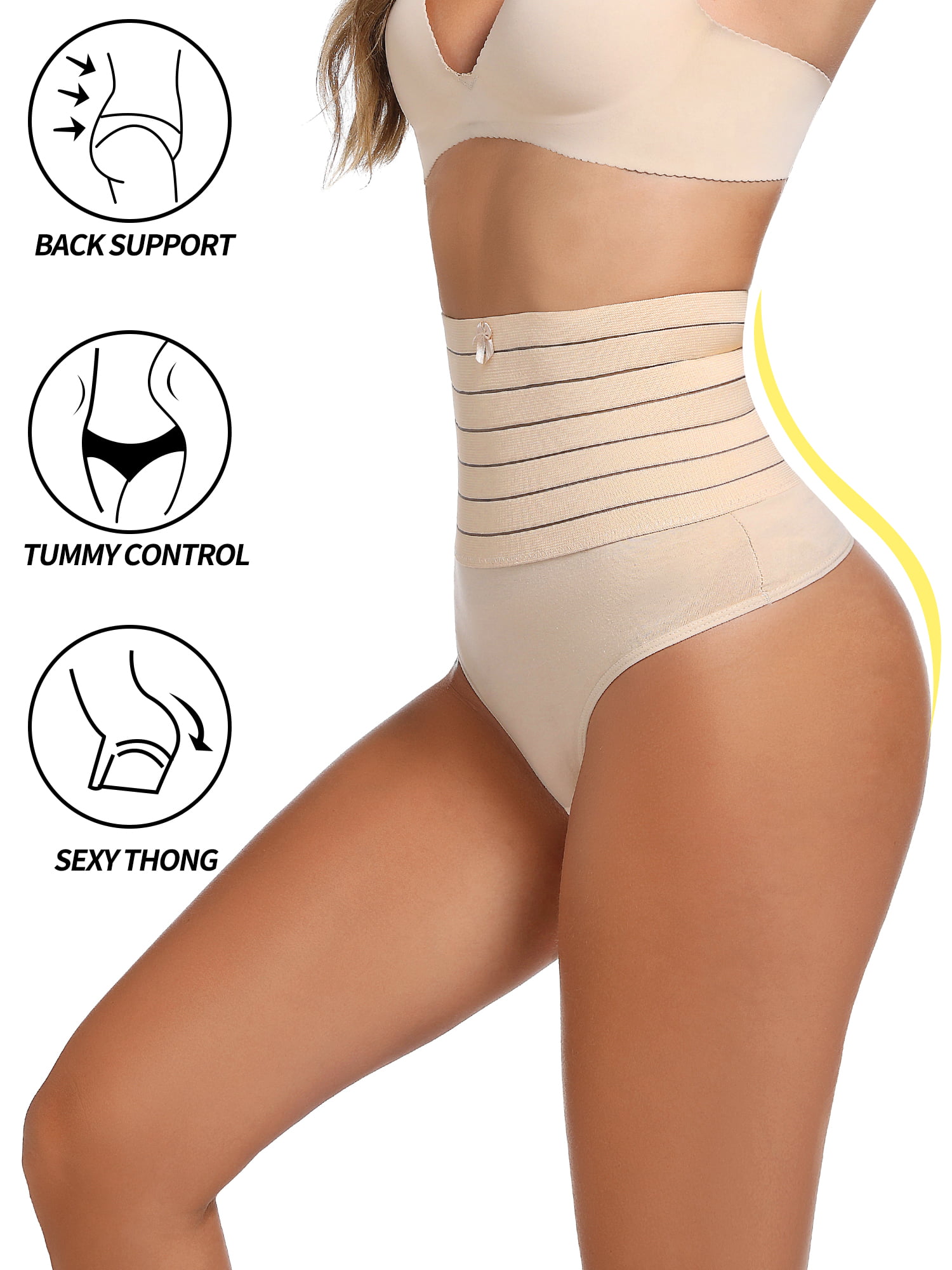 Joyshaper Women Tummy Control Shapewear High Waist Thong Underwear Slimming  Body Shaper Panty Beige XL 
