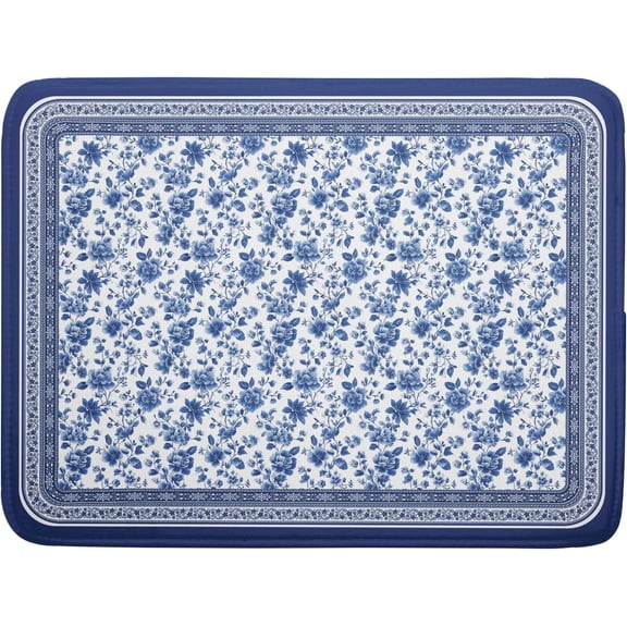 Blue Floral Branches Dish Drying Mat for Kitchen Counter Chinoiserie Pattern Dish Drying Pad 18x24 In Absorbent Vintage Flowers Decor Dishes Drainer Pad Dish Dry Rack Mat for Counter Coffee Bar