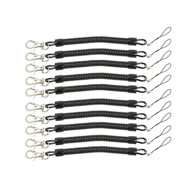 10 Uds. Llavero negro con resorte para teléfono, llavero giratorio para piragüismo y surf