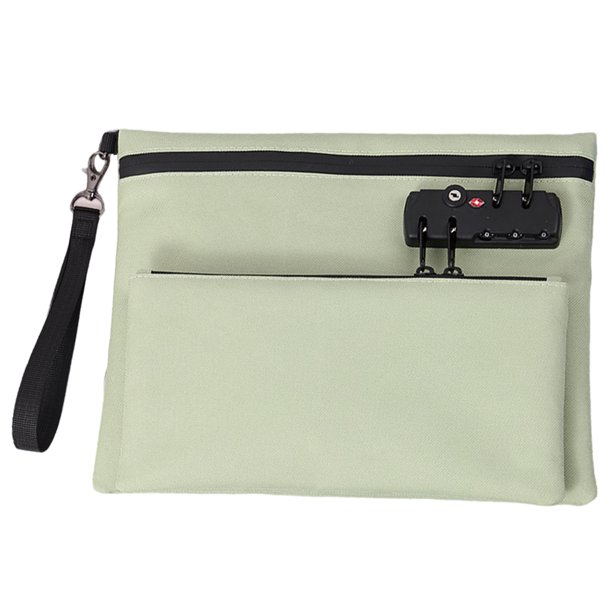 Inteprter Bolsas de viaje con candado para pertenencias, artículos personales, depósitos bancarios, candado antirrobo para bolsos. Almacenamiento y organización del hogar verde