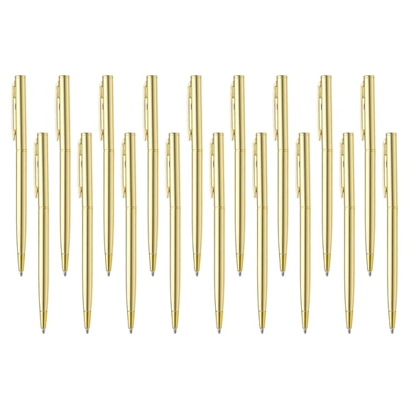 Slim Metallic Ballpoint Pen, 18Pcs Writing Pens with Clips Style 1, Golden