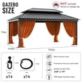 thumbnail image 2 of Pakunoda 14' X 6.5' Gazebo Universal Replacement Privacy 4-Panel Curtains, Waterproof Outdoor Curtains Orange Sidewall with Zipper for Patio 12' X 16' Gazebo Garden Backyard, Curtain Only, 2 of 8