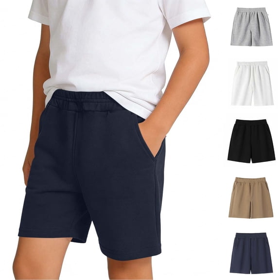 Boys' Uniform Shorts Pull On School Cotton Twill Chino Shorts for Kids 3-13Y Navy