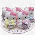 thumbnail image 2 of Sanrio-Llavero de felpa con Bola de Pelo de Hello Kitty, colgante de cinta de perlas, accesorios Kawaii para niñas, figuras de Anime, regalo para niños, 2 of 5
