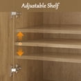 thumbnail image 6 of SwedhausWooden Buffet Sideboard Cabinet with 4 Raised-Panel Doors, Adjustable Shelves, and Circular Metal Handles, Mid-Century Modern Accent Storage Console Table for Kitchen, Dining Room, Living Roo, 6 of 9
