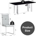 thumbnail image 4 of 6-Piece Dining Set with Marble Glass Table & Light Gray PU Chairs, Silver Metal Legs for Kitchen, Dining Room, 4 of 10