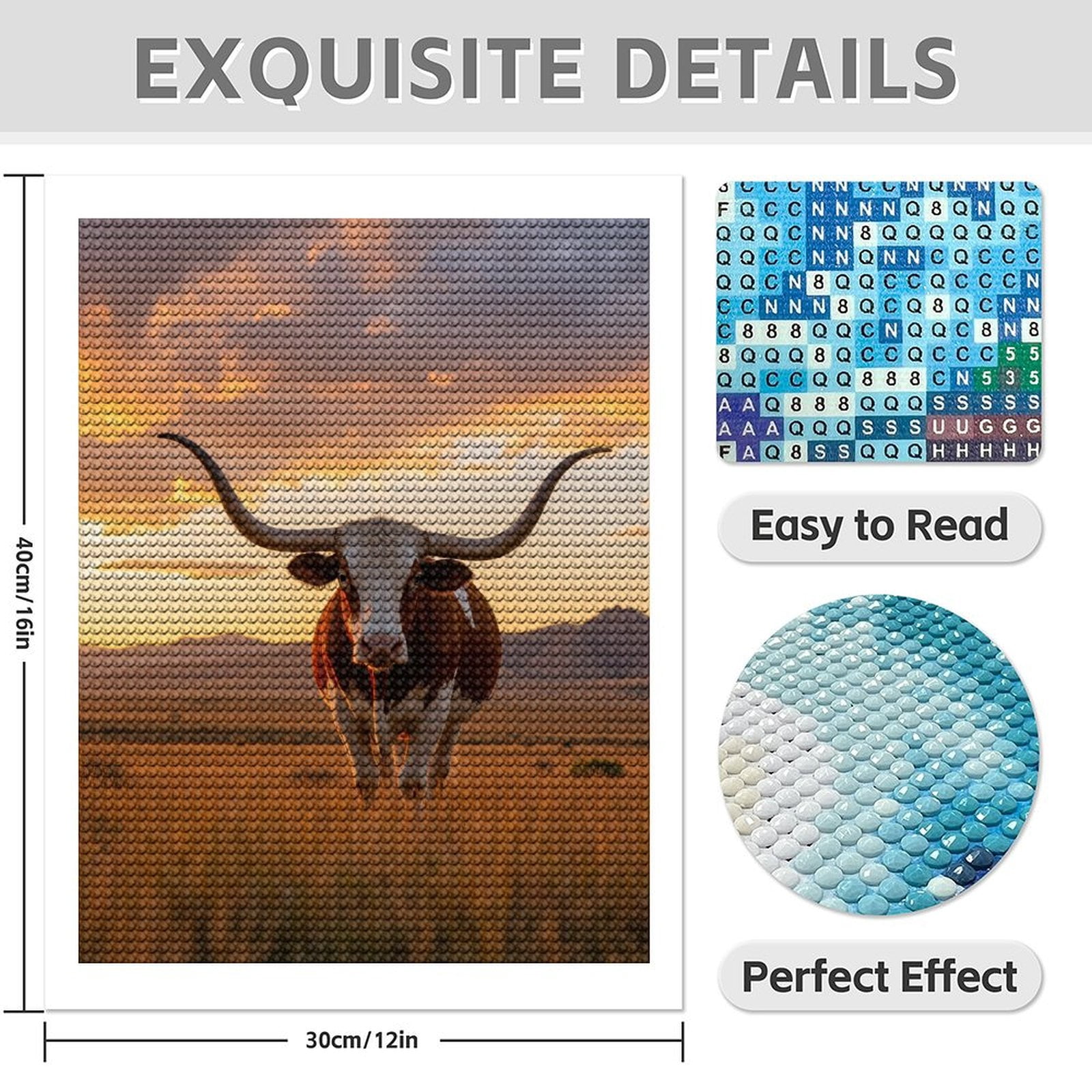 Diamond Art Kits for Adults - 5d Majestic Sunset Cattle Plains Diamond Painting for Adults, Diamond Art for Adults Beginners, Diamond Painting Kits for Adults for Home Wall Decor