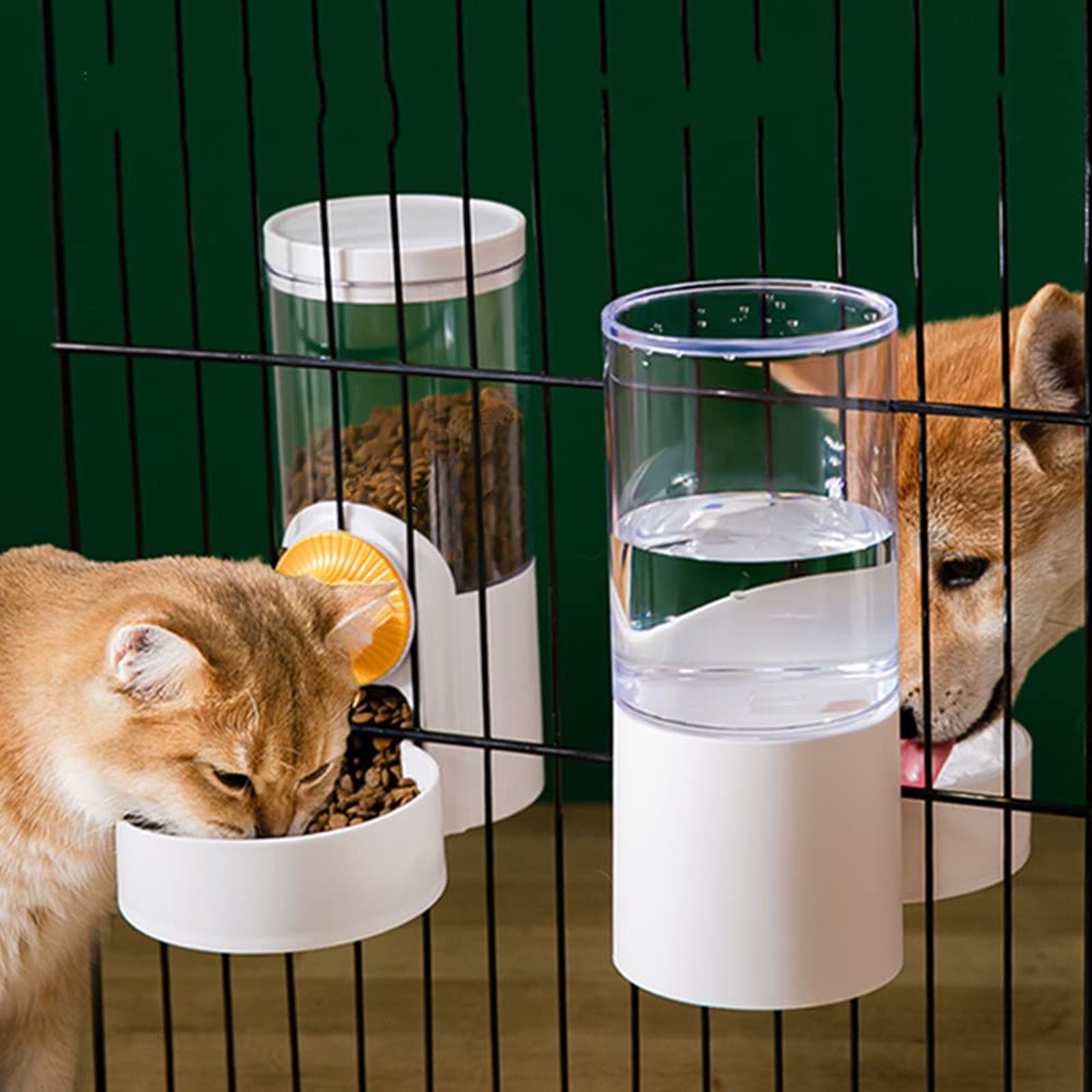 Dog Cage Automatic Kennel Feeder, Food and Water Dispenser Hanging Bowls for Cage Crate Kennel,Food Container Feeder Pet Drinker Creative Type Cat and Dog Food Dispenser (Blue, 2)