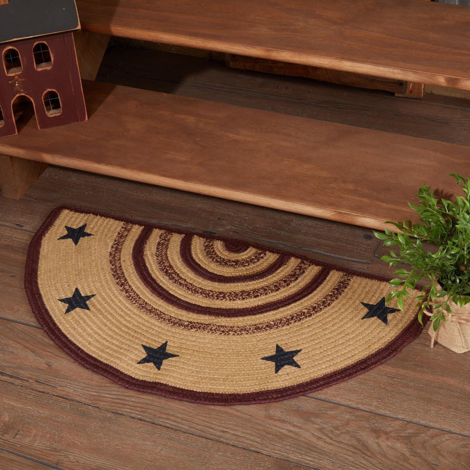 VHC Brands Potomac Jute Half Oval Braided Americana Star Rug
