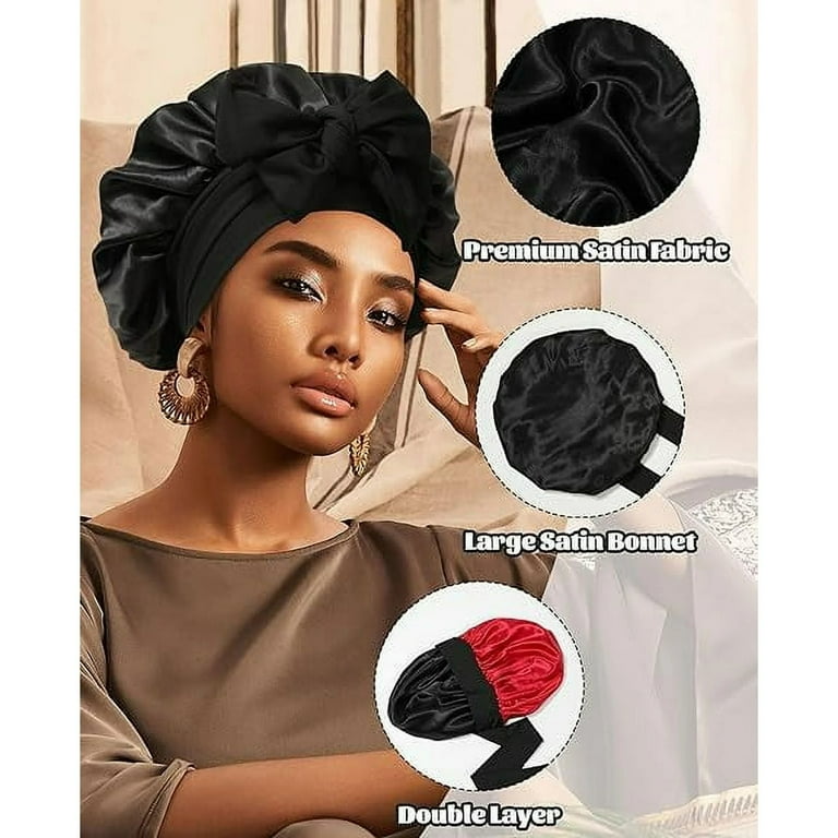 Sleep Bonnet Breathable Mesh and Satin Hair Cap for Curly Straight Hair 1PC Adjustable Silk Satin Hair Bonnet For Sleeping Double  main image 2