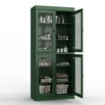 thumbnail image 5 of 100% Solid Wood 32" Bathroom Cabinet with Clear Glass Doors and Adjustable Shelves, 5 of 6