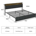 thumbnail image 7 of Metal Bed Frame with Storage Headboard and Charging Station, Vintage Upholstered Platform Bed Frame with USB Ports & Outlets, King Size, 7 of 7