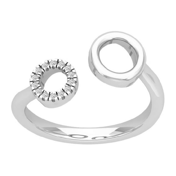 Araiya Sterling Silver Diamond Two Round Space Ring (1/20 cttw, I-J Color, I2-I3 Clarity), Size 7